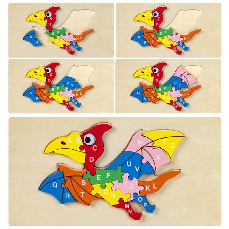 Wooden Jigsaw Puzzle Toys Children'S Early Education Alphabet Cognitive Puzzle Three-Dimensional Buckle Puzzle Building Blocks Educational Toys - Image 4